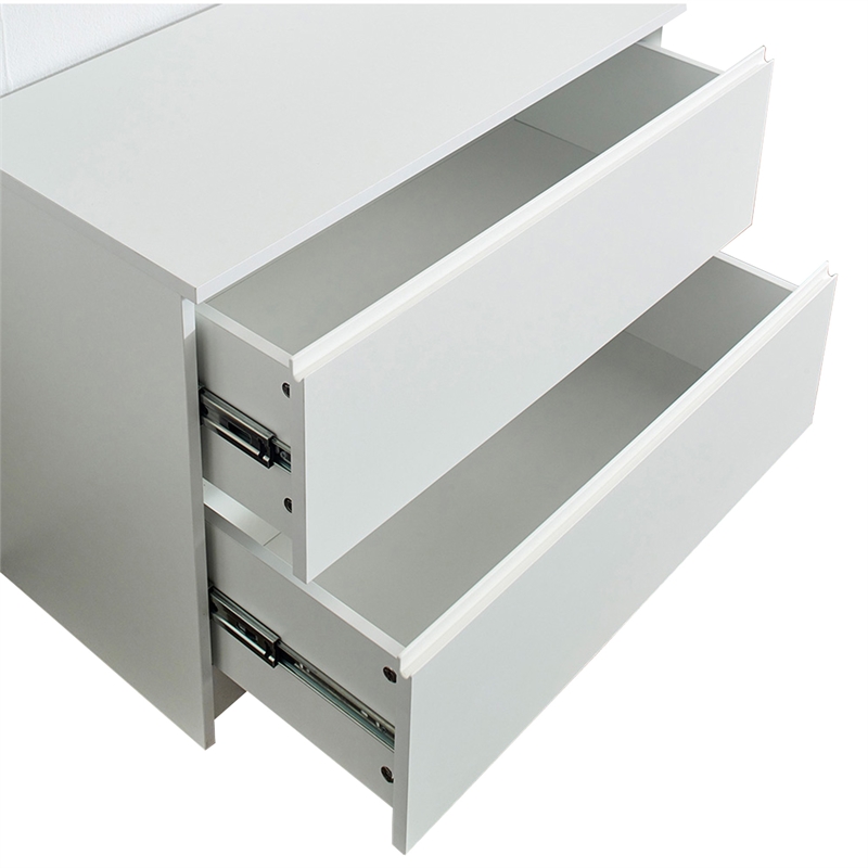 Benjara Vedz Dresser Unit with 2 Drawers- Modern White Melamine Finish