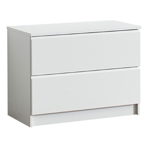 Benjara Vedz Dresser Unit with 2 Drawers- Modern White Melamine Finish