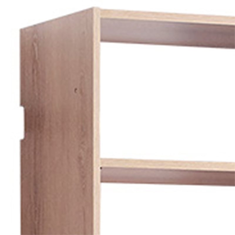 Benjara Vedz Wall Mount Adjustable Shelf- 4 Open Shelves- Oak Brown Melamine