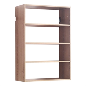 Benjara Vedz Wall Mount Adjustable Shelf- 4 Open Shelves- Oak Brown Melamine