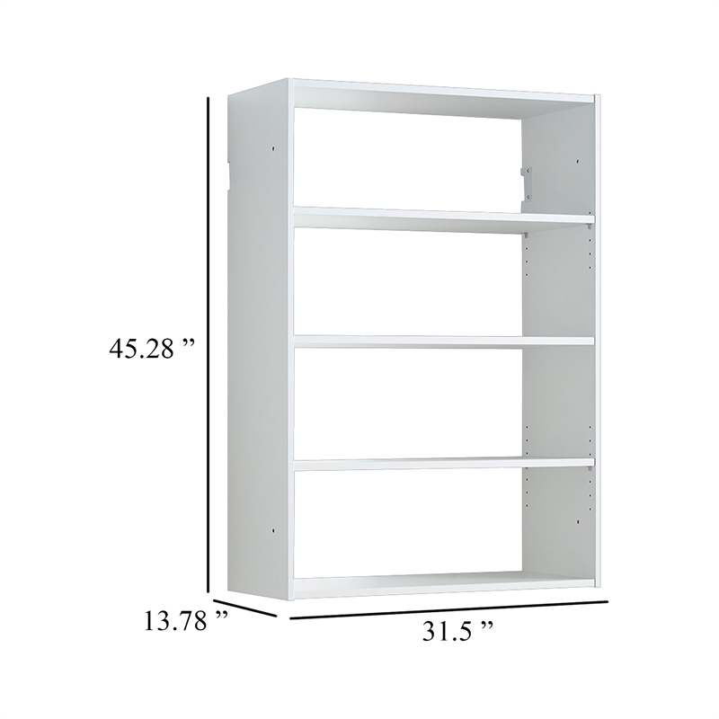 Benjara Vedz Wall Mount Adjustable Shelf- 4 Open Shelves- White Melamine