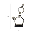 Benjara Lo Abstract Interlinked Ring Sculpture- Solid Black Base- Silver Metal