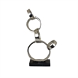 Benjara Lo Abstract Interlinked Ring Sculpture- Solid Black Base- Silver Metal
