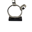 Benjara Lo Abstract Interlinked Ring Sculpture- Solid Black Base- Silver Metal