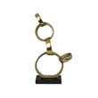 Benjara Lo Abstract Interlinked Ring Sculpture- Solid Black Base- Gold Metal