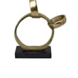 Benjara Lo Abstract Interlinked Ring Sculpture- Solid Black Base- Gold Metal