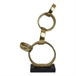 Benjara Lo Abstract Interlinked Ring Sculpture- Solid Black Base- Gold Metal
