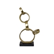 Benjara Lo Abstract Interlinked Ring Sculpture- Solid Black Base- Gold Metal