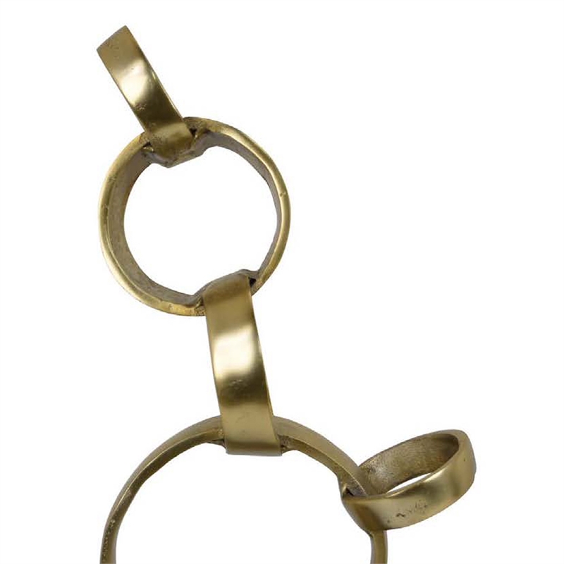 Benjara Lo Abstract Interlinked Ring Sculpture- Solid Black Base- Gold Metal