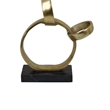 Benjara Lo Abstract Interlinked Ring Sculpture- Solid Black Base- Gold Metal