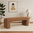 Benjara Gus Bench- Curved Arch Design- Orange Channel Tufted Velvet 48 Inch