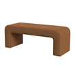 Benjara Gus Bench- Curved Arch Design- Orange Channel Tufted Velvet 48 Inch