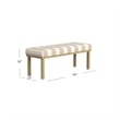 Benjara Fin Bench- Natural Brown Wood- Striped Tan Cream Polyester 48 Inch