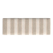 Benjara Fin Bench- Natural Brown Wood- Striped Tan Cream Polyester 48 Inch