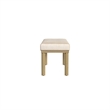 Benjara Fin Bench- Natural Brown Wood- Striped Tan Cream Polyester 48 Inch