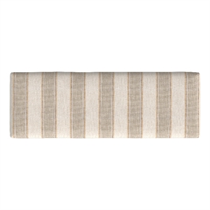 Benjara Fin Bench- Natural Brown Wood- Striped Tan Cream Polyester 48 Inch