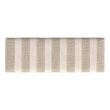 Benjara Fin Bench- Natural Brown Wood- Striped Tan Cream Polyester 48 Inch