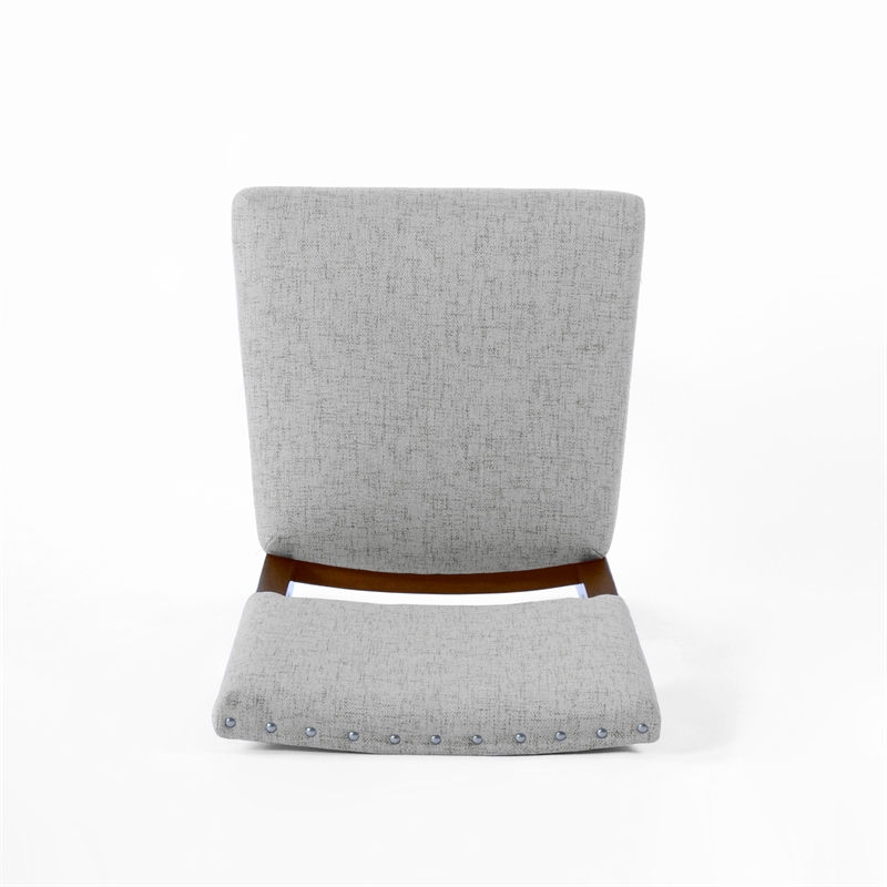 Benjara Dining Side Chair Set of 2- Padded Open Back- Gray Woven Fabric