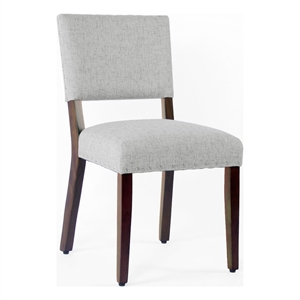 Benjara Dining Side Chair Set of 2- Padded Open Back- Gray Woven Fabric