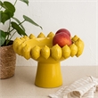 Benjara Rambo Decorative Bowl- Sculpted Lemon Motifs- Glazed Yellow Ceramic