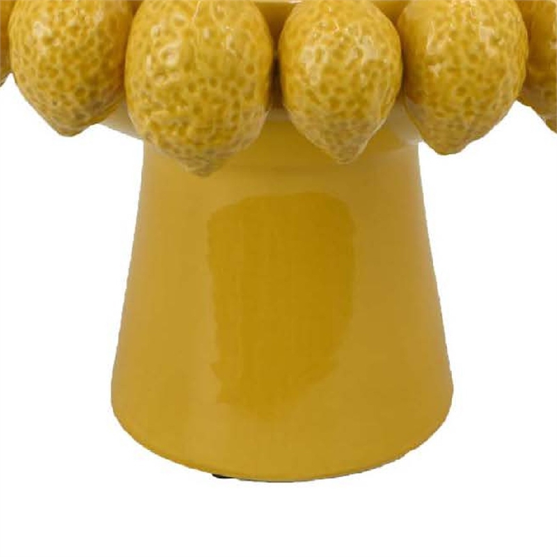 Benjara Rambo Decorative Bowl- Sculpted Lemon Motifs- Glazed Yellow Ceramic