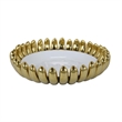 Benjara Milly Decorative Bowl- Raised Petal Rim- Gold White Ceramic 16 Inch