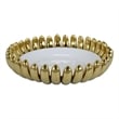 Benjara Milly Decorative Bowl- Raised Petal Rim- Gold White Ceramic 16 Inch