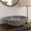 Benjara Kiana Decorative Bowl- Gray Ceramic- Flared Scales Rim Accent- 12 Inch