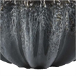Benjara Decorative Bowl- Aqua Gray Ceramic- Fluted Scalloped Sides- 13 Inch