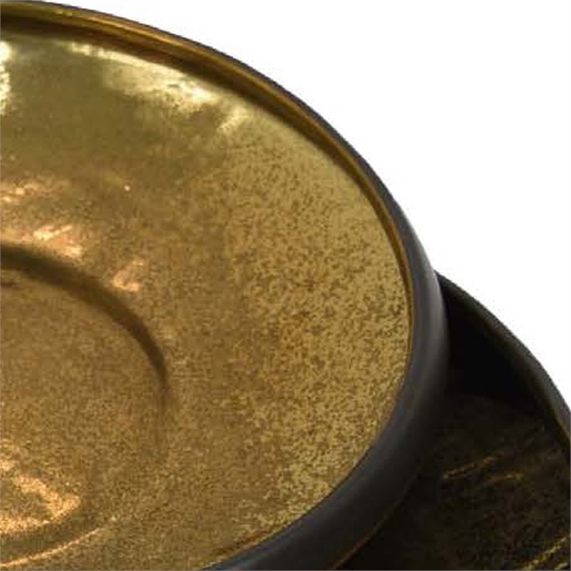 Benjara Rema Decorative Tabletop Bowls Set of 2- Modern Gold and Black Ceramic