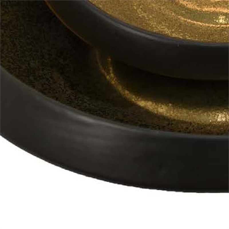 Benjara Rema Decorative Tabletop Bowls Set of 2- Modern Gold and Black Ceramic