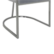 Benjara Dining Chair- Curved Padded Gray Velvet Backrest- Gold Cantilever Base
