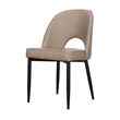 Benjara Koir Set of 2 Dining Chair- Light Taupe Faux Leather- Cut Out Backrest