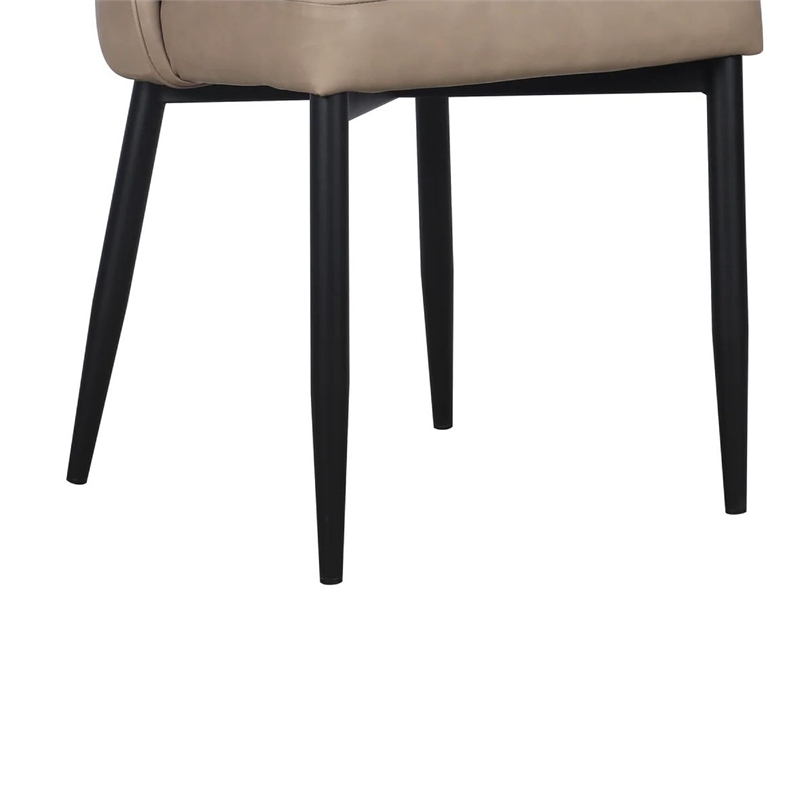 Benjara Koir Set of 2 Dining Chair- Light Taupe Faux Leather- Cut Out Backrest