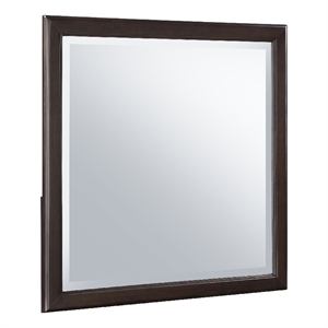 Benjara Amber Dresser Mirror- Brown Wood Frame- Beveled Mirror Glass- 38 Inch