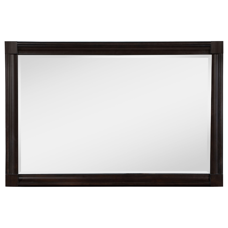 Benjara Meon Dresser Mirror- Dark Oak Brown Wood Frame- Rectangular 32 Inch
