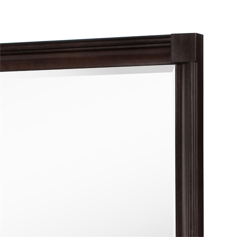 Benjara Meon Dresser Mirror- Dark Oak Brown Wood Frame- Rectangular 32 Inch