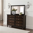 Benjara Meon Dresser Mirror- Dark Oak Brown Wood Frame- Rectangular 32 Inch