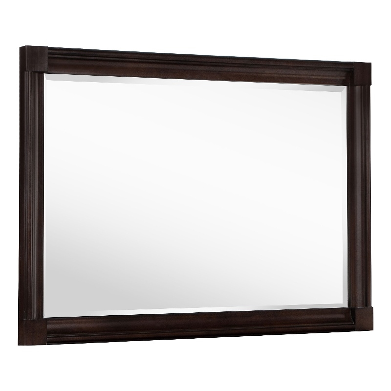 Benjara Meon Dresser Mirror- Dark Oak Brown Wood Frame- Rectangular 32 Inch