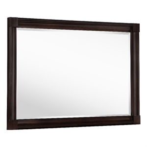 Benjara Meon Dresser Mirror- Dark Oak Brown Wood Frame- Rectangular 32 Inch