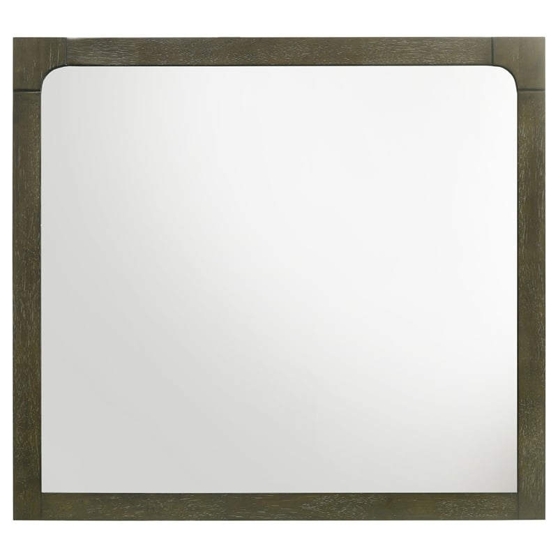 Benjara Seon Dresser Mirror- Portrait Dark Cocoa Brown Hardwood Frame- 36 Inch