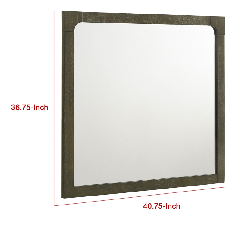 Benjara Seon Dresser Mirror- Portrait Dark Cocoa Brown Hardwood Frame- 36 Inch