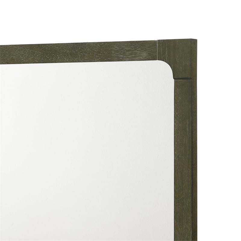 Benjara Seon Dresser Mirror- Portrait Dark Cocoa Brown Hardwood Frame- 36 Inch