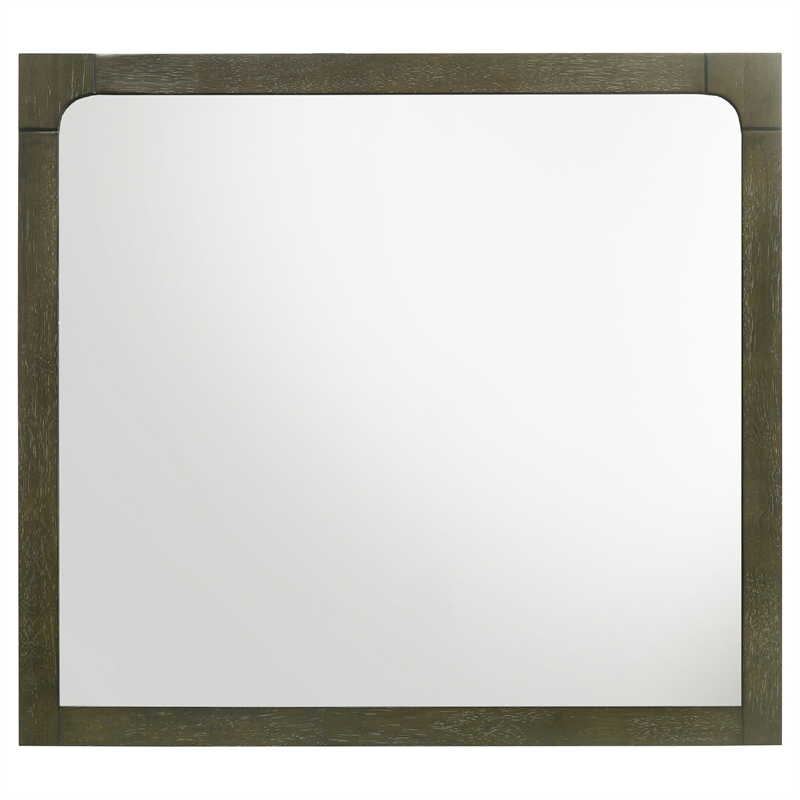 Benjara Seon Dresser Mirror- Portrait Dark Cocoa Brown Hardwood Frame- 36 Inch