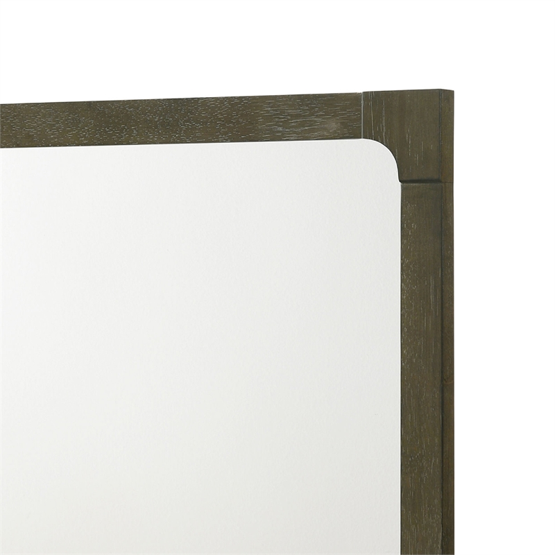 Benjara Seon Dresser Mirror- Portrait Dark Cocoa Brown Hardwood Frame- 36 Inch
