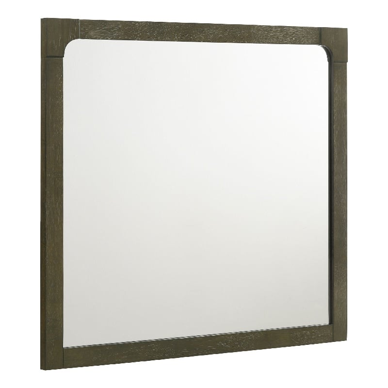 Benjara Seon Dresser Mirror- Portrait Dark Cocoa Brown Hardwood Frame- 36 Inch