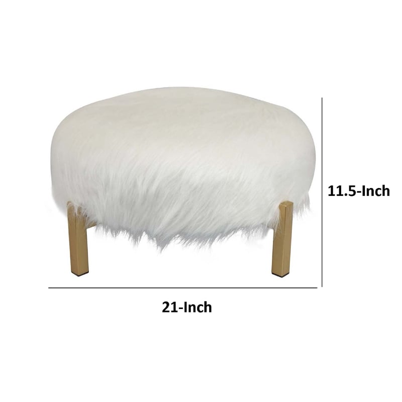 Benjara Accent Ottoman- Fur-Like Texture- 21
