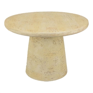 Benjara Keki Coffee Table- 24&quot Round- Tapered Off White Resin Body