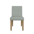 Benjara Kip Dining Chair- Honey Oak Wood- Green Mini Grid Pattern Woven Fabric