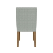 Benjara Kip Dining Chair- Honey Oak Wood- Green Mini Grid Pattern Woven Fabric